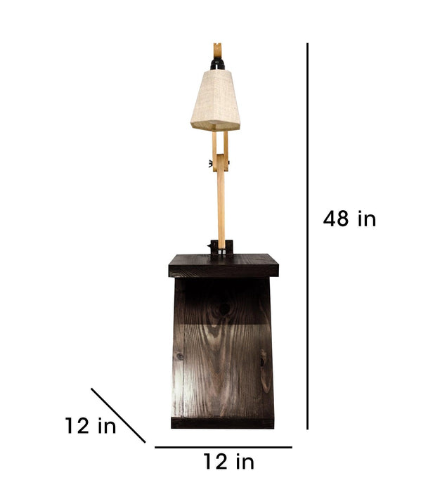 Patrice Wooden Floor Lamp with Brown Base and Jute Fabric Lampshade - WoodenTwist