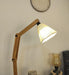 Patrice Wooden Floor Lamp with Brown Base and Jute Fabric Lampshade - WoodenTwist