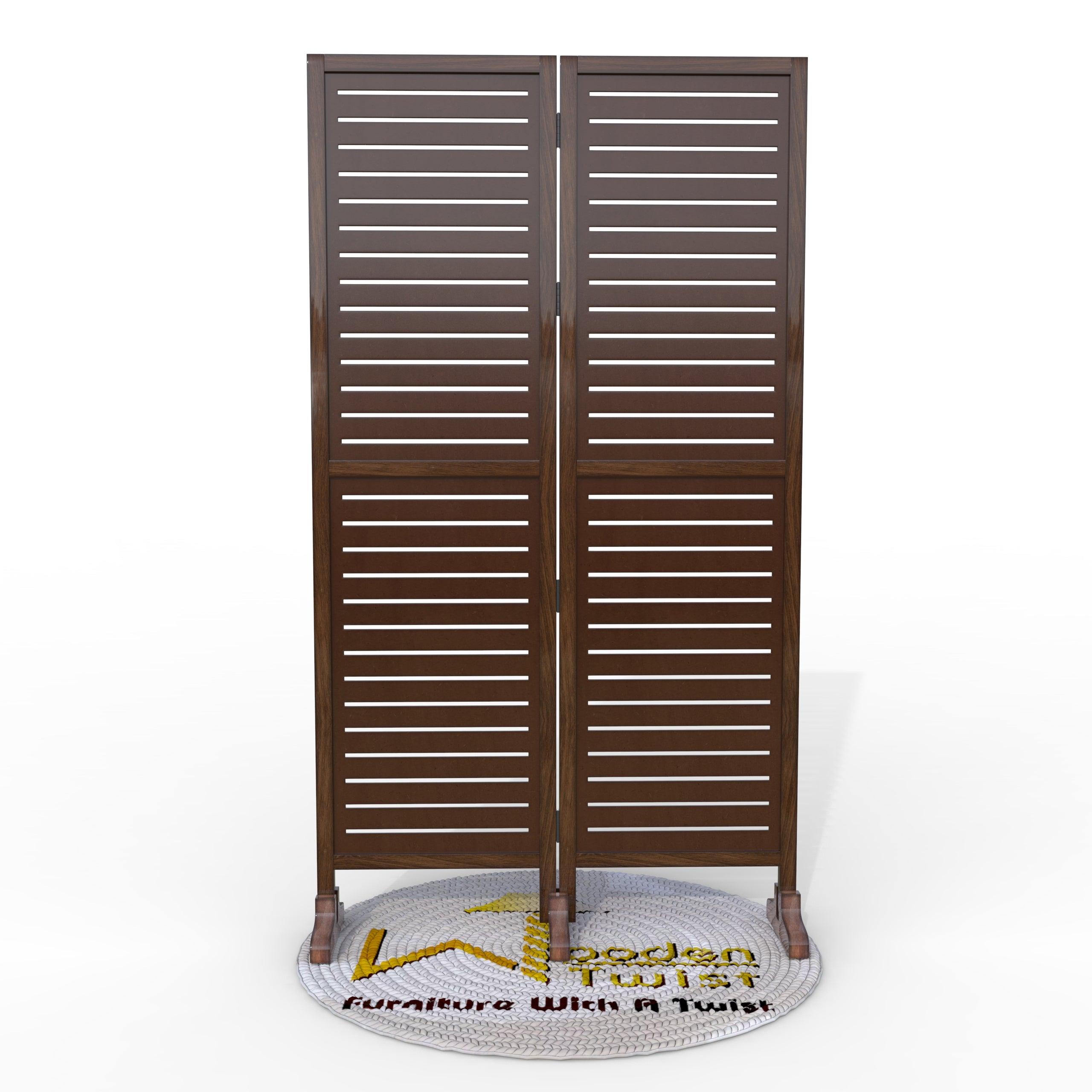 Wooden Twist Rectangular Shape Premium Solid Wood Room Divider ( Brown ) - WoodenTwist