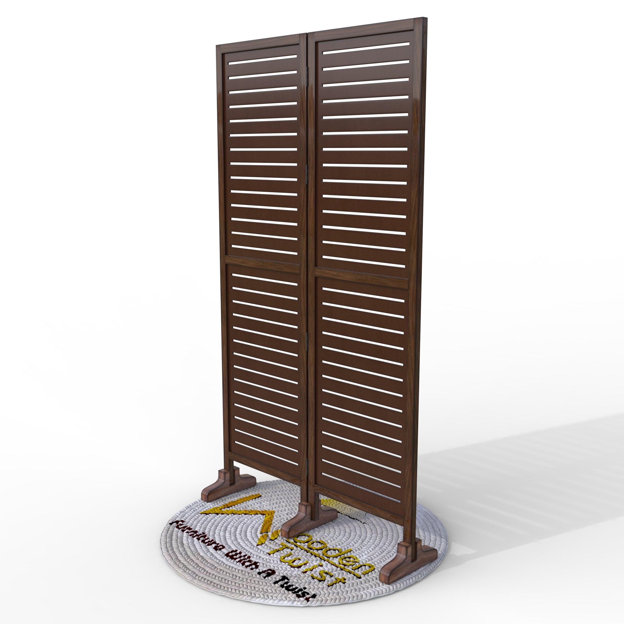 Wooden Twist Rectangular Shape Premium Solid Wood Room Divider ( Brown ) - WoodenTwist