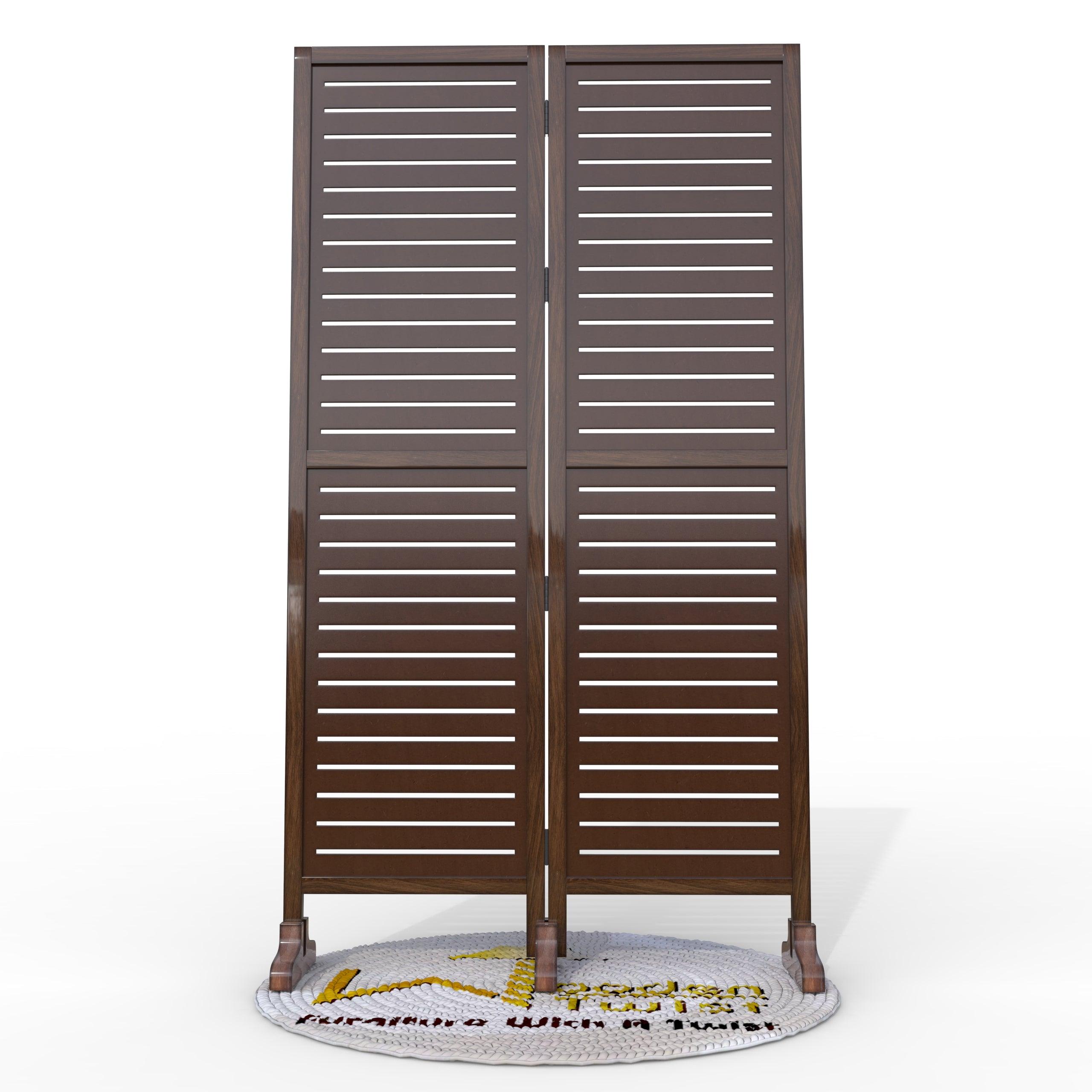 Wooden Twist Rectangular Shape Premium Solid Wood Room Divider ( Brown ) - WoodenTwist