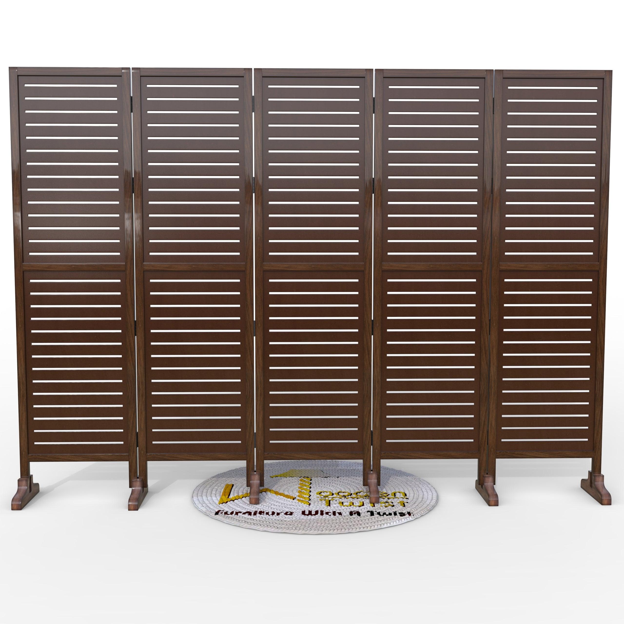 Wooden Twist Rectangular Shape Premium Solid Wood Room Divider ( Brown ) - WoodenTwist