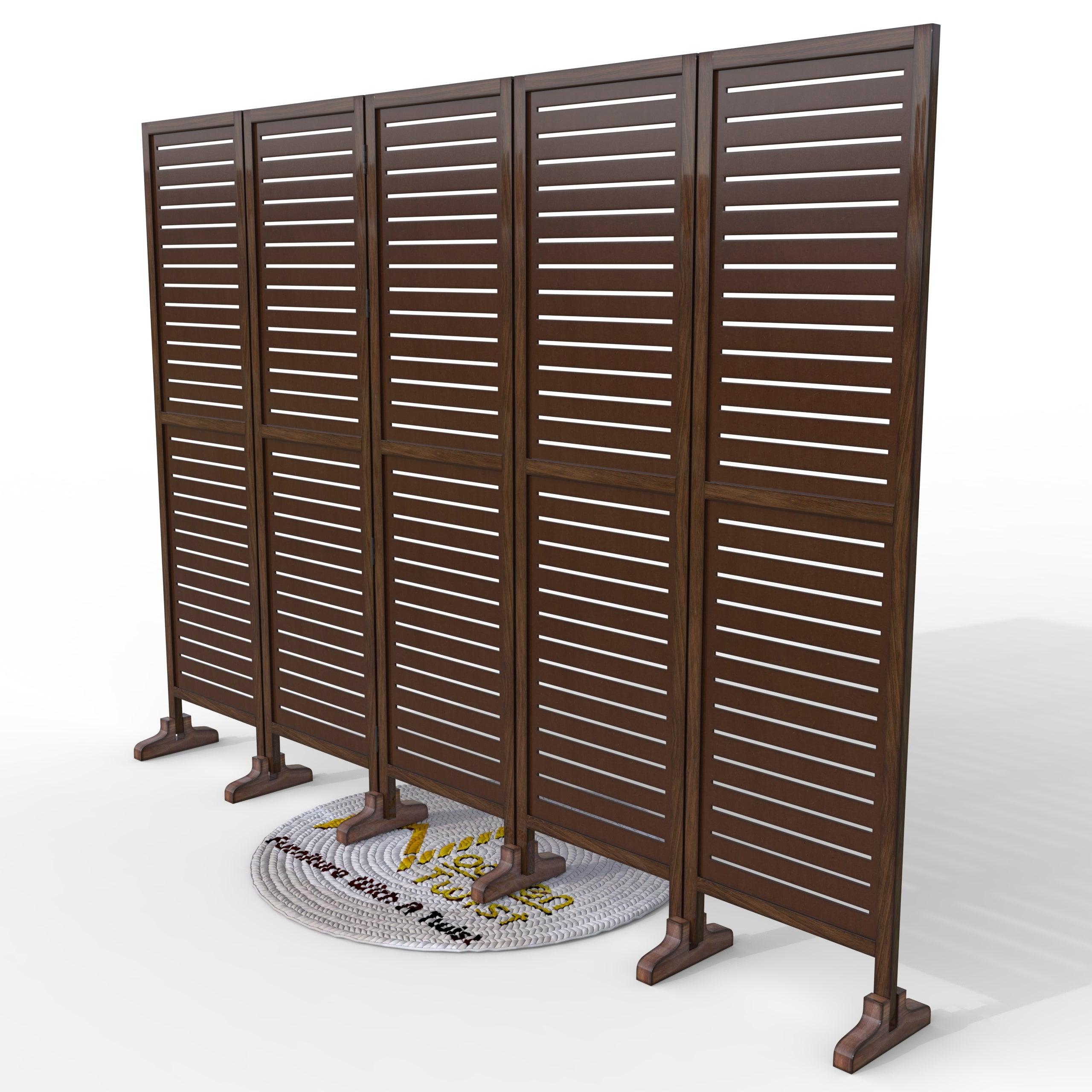 Wooden Twist Rectangular Shape Premium Solid Wood Room Divider ( Brown ) - WoodenTwist