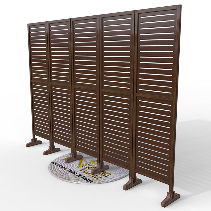 Wooden Twist Rectangular Shape Premium Solid Wood Room Divider ( Brown )