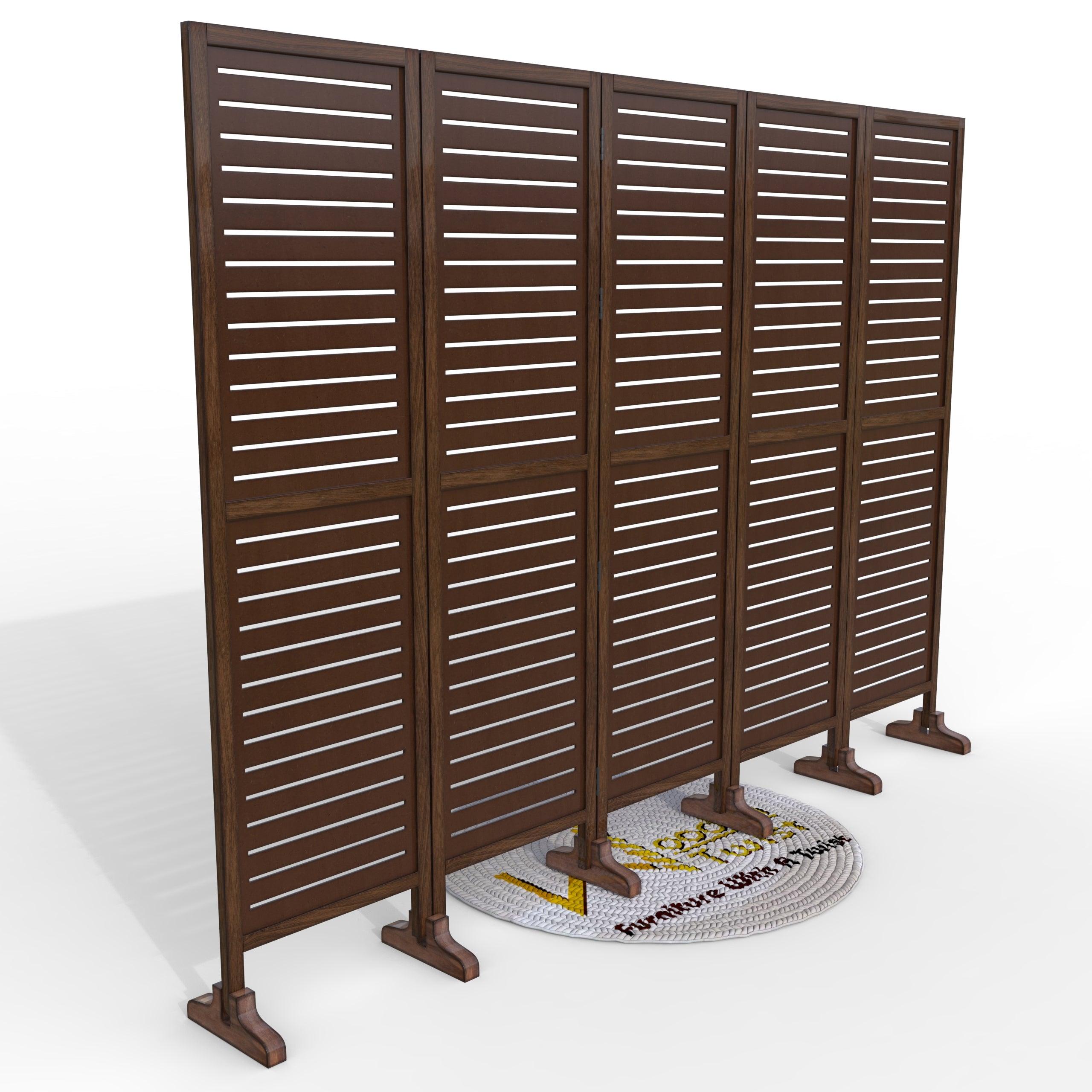 Wooden Twist Rectangular Shape Premium Solid Wood Room Divider ( Brown ) - WoodenTwist