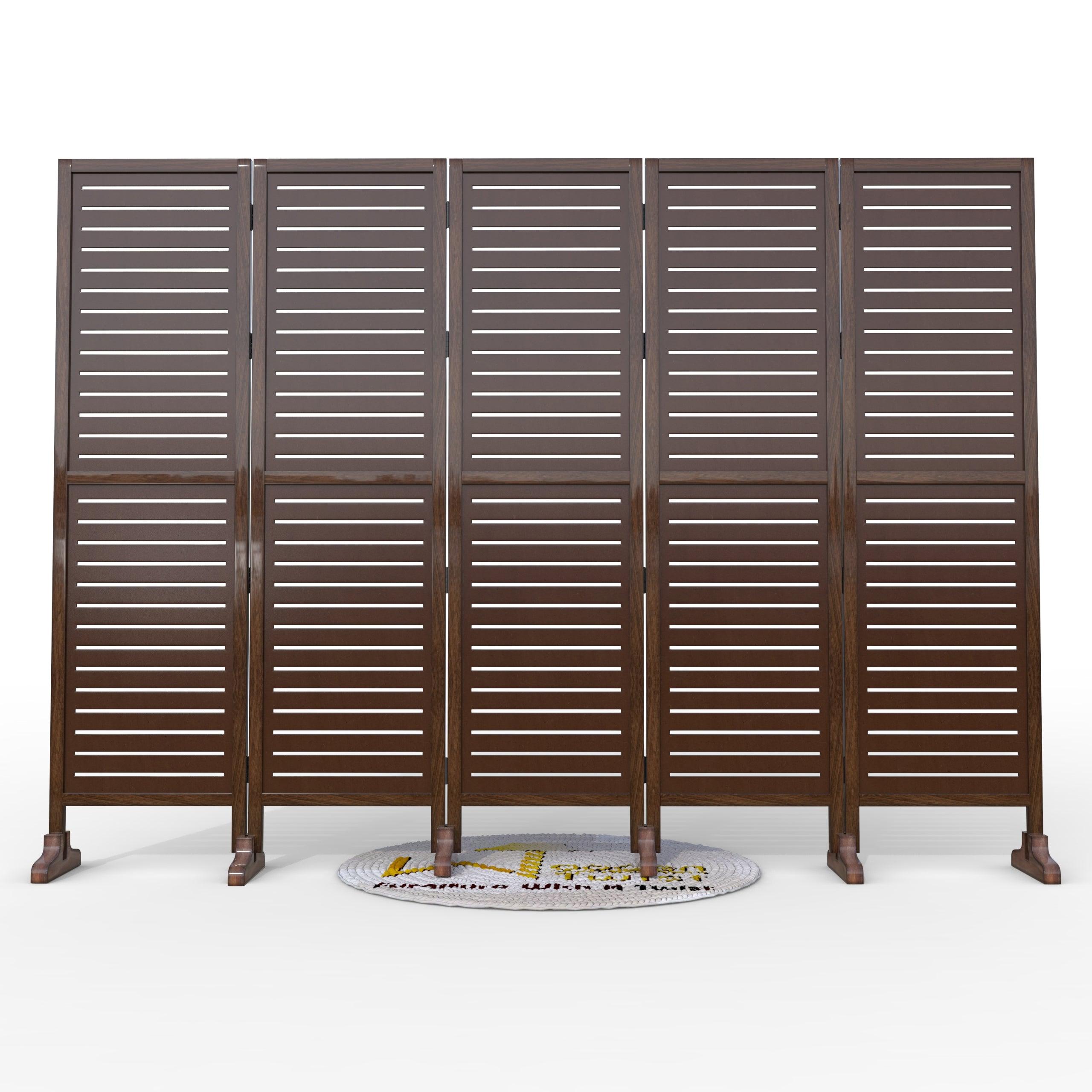 Wooden Twist Rectangular Shape Premium Solid Wood Room Divider ( Brown ) - WoodenTwist