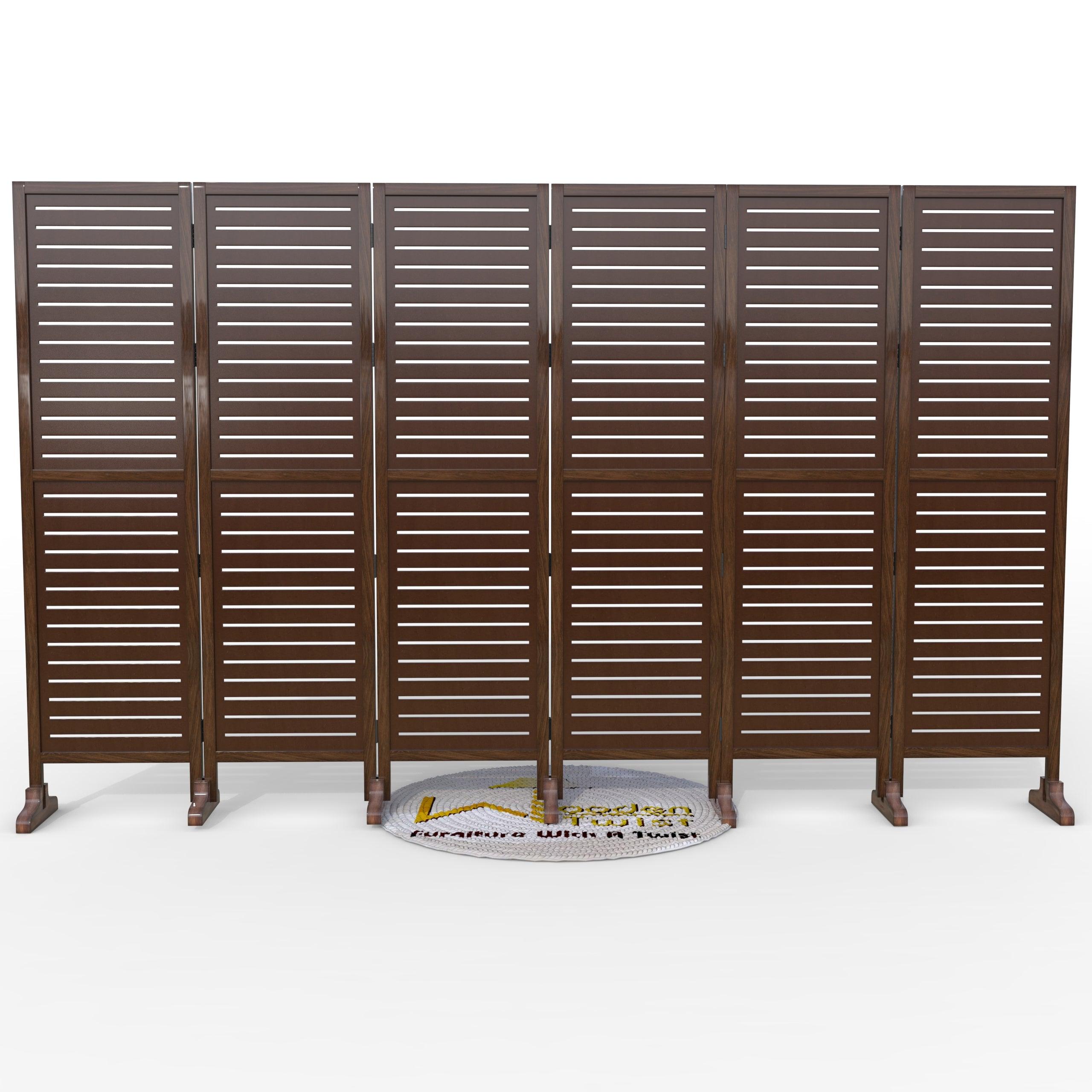 Wooden Twist Rectangular Shape Premium Solid Wood Room Divider ( Brown ) - WoodenTwist