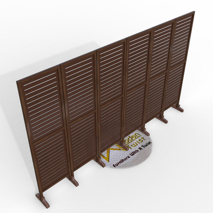Wooden Twist Rectangular Shape Premium Solid Wood Room Divider ( Brown )