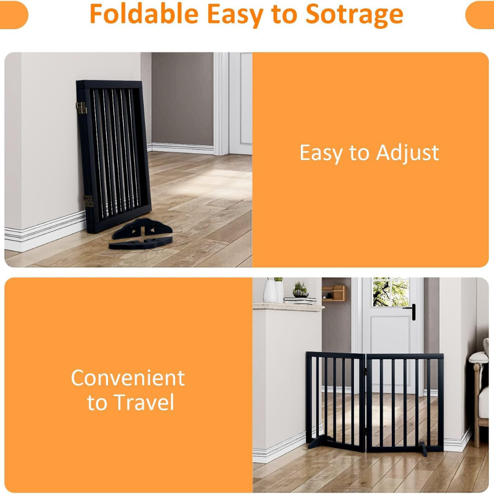Wooden Twist Ratryx Freestanding Portable Safety Pet Gate Panel Partition for Dogs and Kids