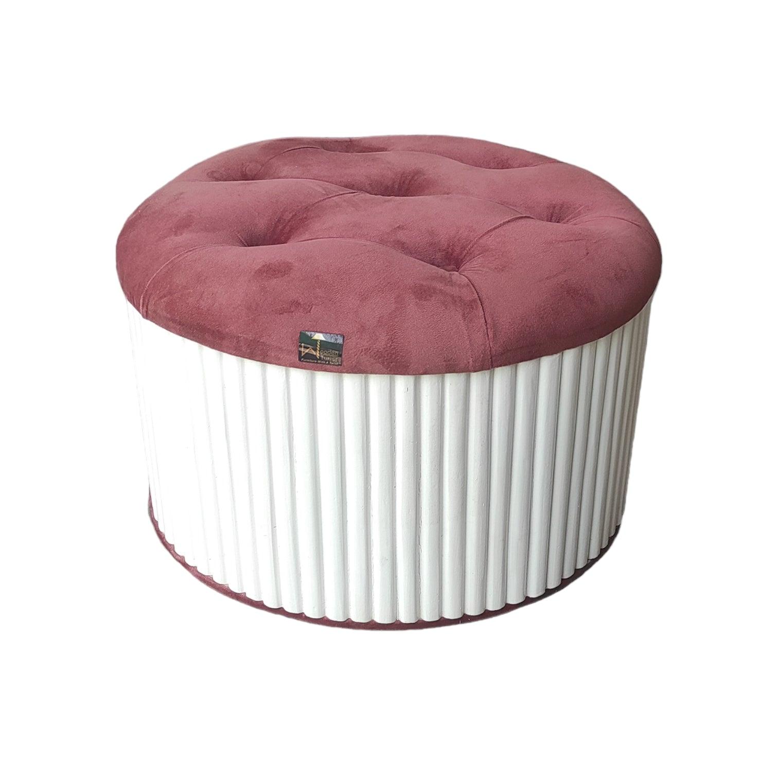 Wooden Twist Banquette Handmade Tufted Solid Wood Pouffe Ottoman - WoodenTwist