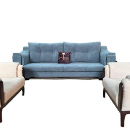Wooden Twist European Style Teak Wood Interior Sofa Set 3+1+1 - WoodenTwist