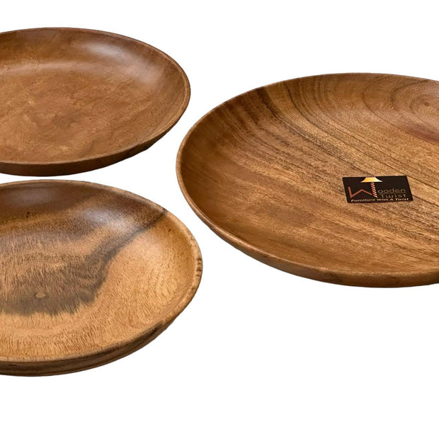 Wooden Round Exquisite Saucer (Set of 3) - WoodenTwist