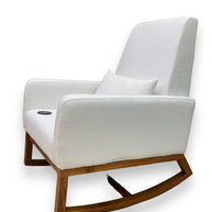 Wooden Twist Boucle Fabric Comfortable Cushion Nursery Rocking Chair with Ottoman - WoodenTwist