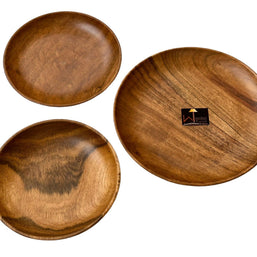Wooden Round Exquisite Saucer (Set of 3) - WoodenTwist