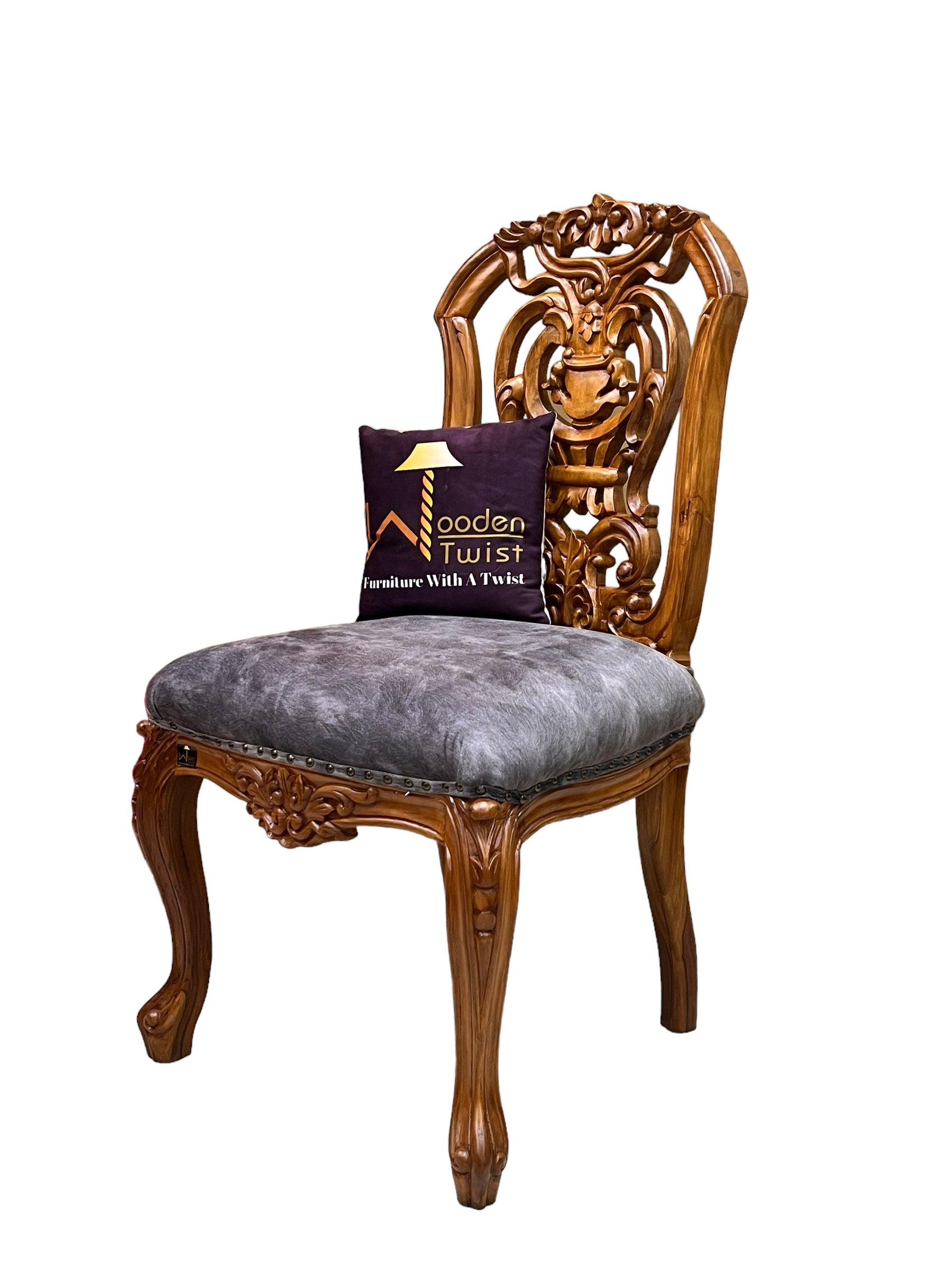 Wooden Twist Bartelso DesignerBack Hand Carved Teak Wood Dining Chair - WoodenTwist