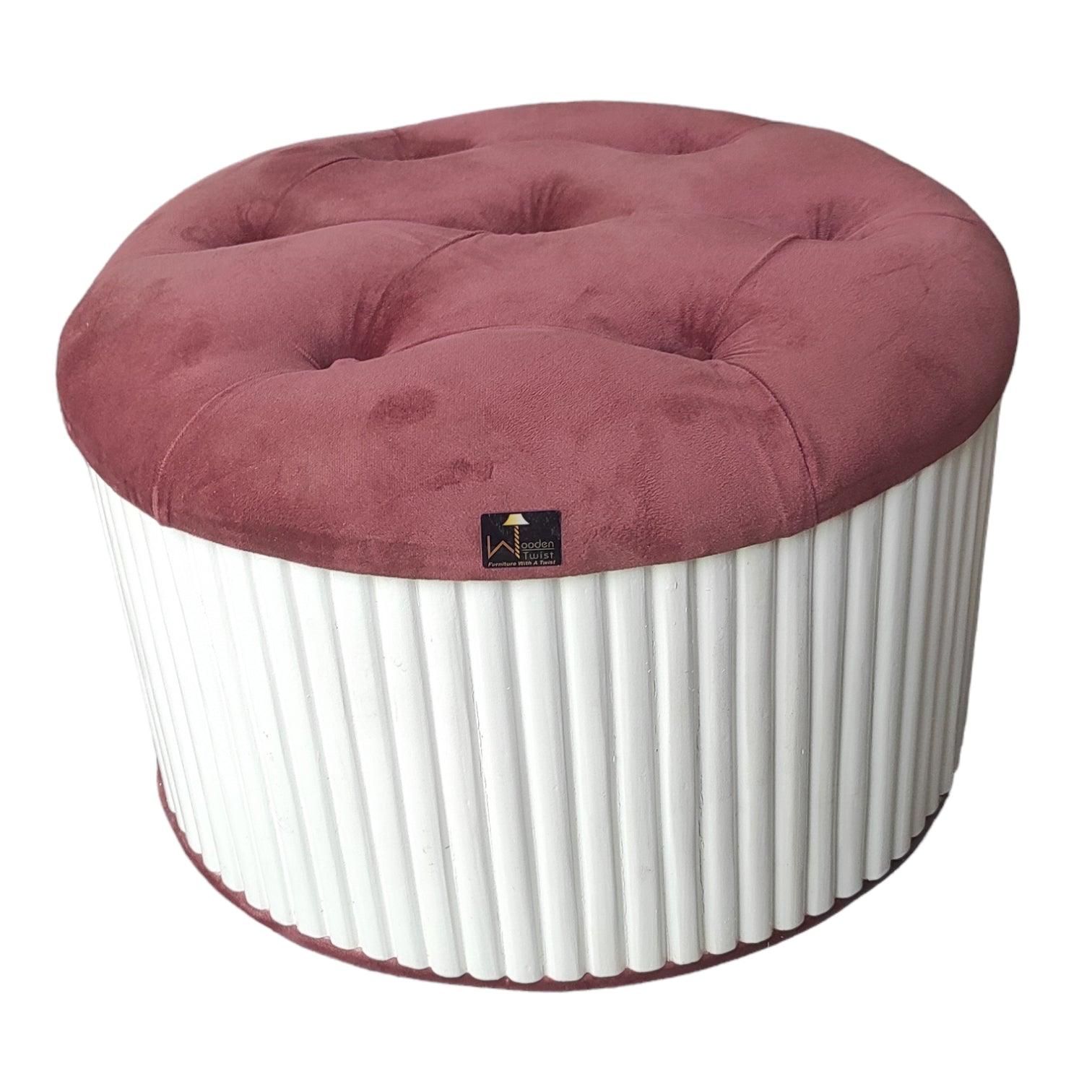 Wooden Twist Banquette Handmade Tufted Solid Wood Pouffe Ottoman - WoodenTwist