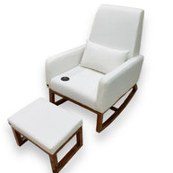 Wooden Twist Boucle Fabric Comfortable Cushion Nursery Rocking Chair with Ottoman - WoodenTwist