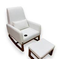 Wooden Twist Boucle Fabric Comfortable Cushion Nursery Rocking Chair with Ottoman - WoodenTwist