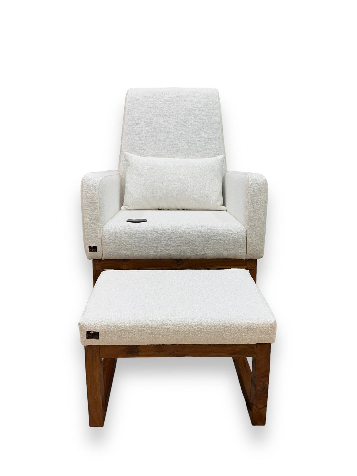 Wooden Twist Boucle Fabric Comfortable Cushion Nursery Rocking Chair with Ottoman - WoodenTwist