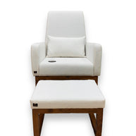 Wooden Twist Boucle Fabric Comfortable Cushion Nursery Rocking Chair with Ottoman - WoodenTwist