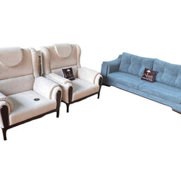 Wooden Twist European Style Teak Wood Interior Sofa Set 3+1+1 - WoodenTwist