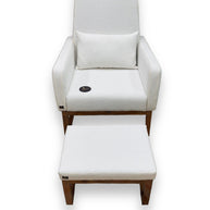 Wooden Twist Boucle Fabric Comfortable Cushion Nursery Rocking Chair with Ottoman - WoodenTwist