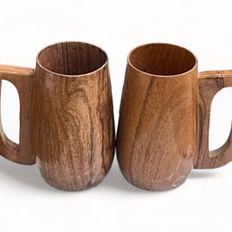 Wooden Twist Acacia Wood Gripping Handle Coffee Mug ( Set of 2 ) - WoodenTwist