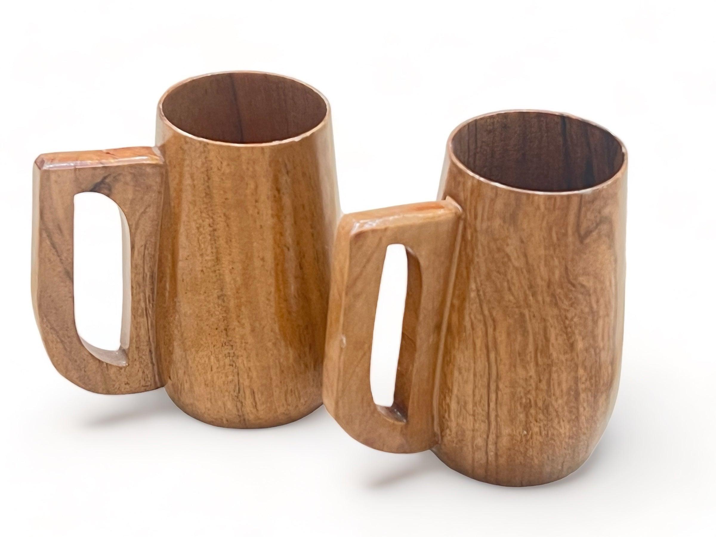 Wooden Twist Acacia Wood Gripping Handle Coffee Mug ( Set of 2 ) - WoodenTwist