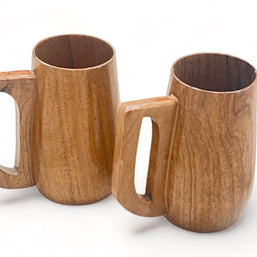 Wooden Twist Acacia Wood Gripping Handle Coffee Mug ( Set of 2 ) - WoodenTwist