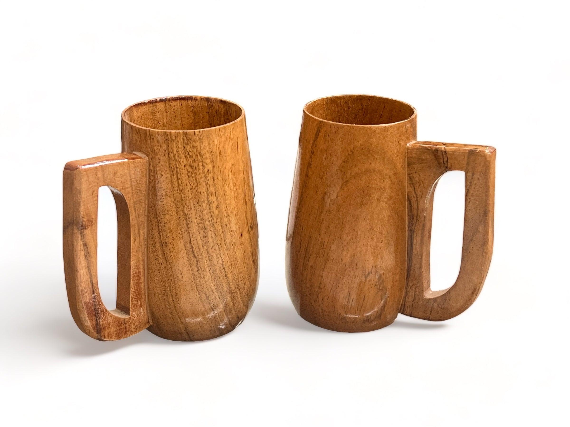 Wooden Twist Acacia Wood Gripping Handle Coffee Mug ( Set of 2 ) - WoodenTwist