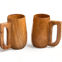 Wooden Twist Acacia Wood Gripping Handle Coffee Mug ( Set of 2 ) - WoodenTwist