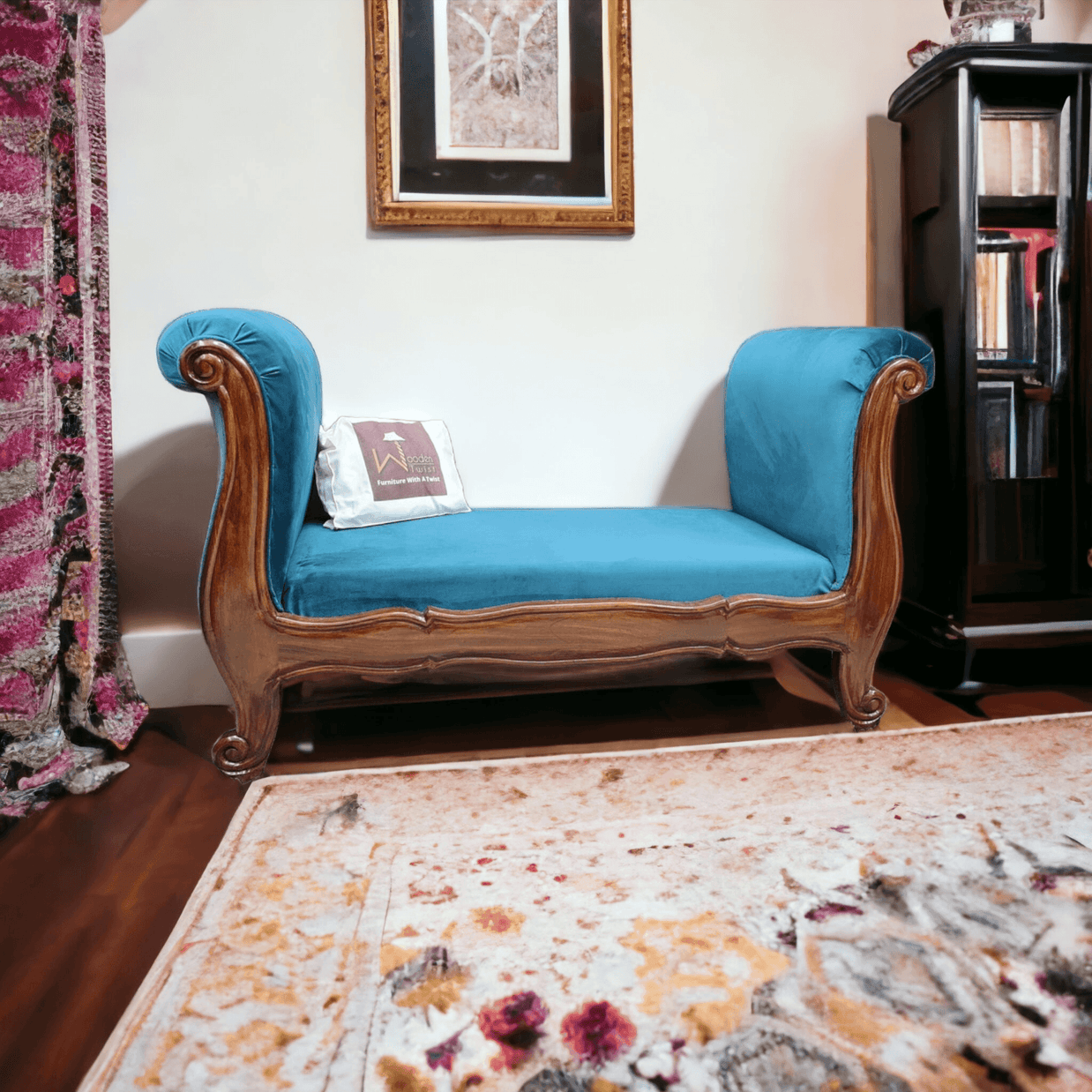 Wooden Twist Fovero Sheesham Wood Bench Couch - front view