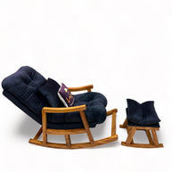 Rocking Chair Colonial and Traditional Super Comfortable Cushion And With Footrest (Natural Polish) - WoodenTwist