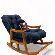Rocking Chair Colonial and Traditional Super Comfortable Cushion And With Footrest (Natural Polish) - WoodenTwist