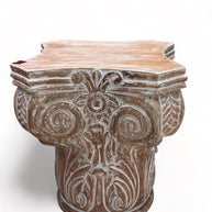 Wooden Twist Hand Carved Pedestal Style End Table Mango Wood - WoodenTwist