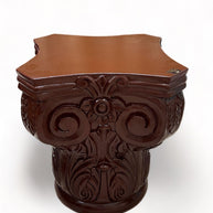 Wooden Twist Hand Carved Pedestal Style End Table Mango Wood - WoodenTwist