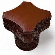 Wooden Twist Hand Carved Pedestal Style End Table Mango Wood - WoodenTwist