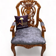 Wooden Twist Bartelso Designer Back Hand Carved Teak Wood Armchair - WoodenTwist