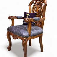 Wooden Twist Bartelso Designer Back Hand Carved Teak Wood Armchair - WoodenTwist