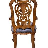 Wooden Twist Bartelso Designer Back Hand Carved Teak Wood Armchair - WoodenTwist