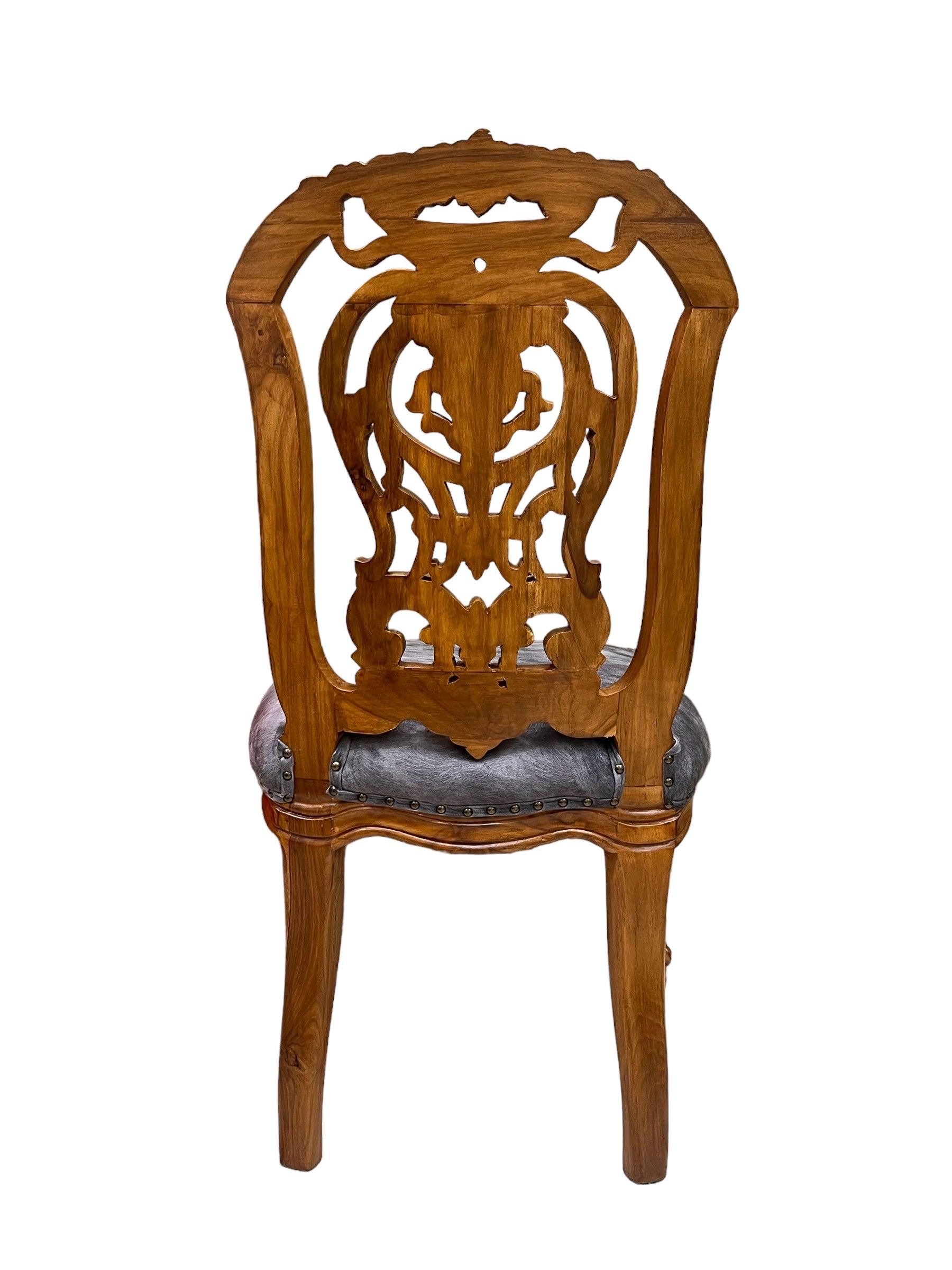 Wooden Twist Bartelso DesignerBack Hand Carved Teak Wood Dining Chair - WoodenTwist