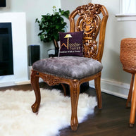 Wooden Twist Bartelso DesignerBack Hand Carved Teak Wood Dining Chair - WoodenTwist
