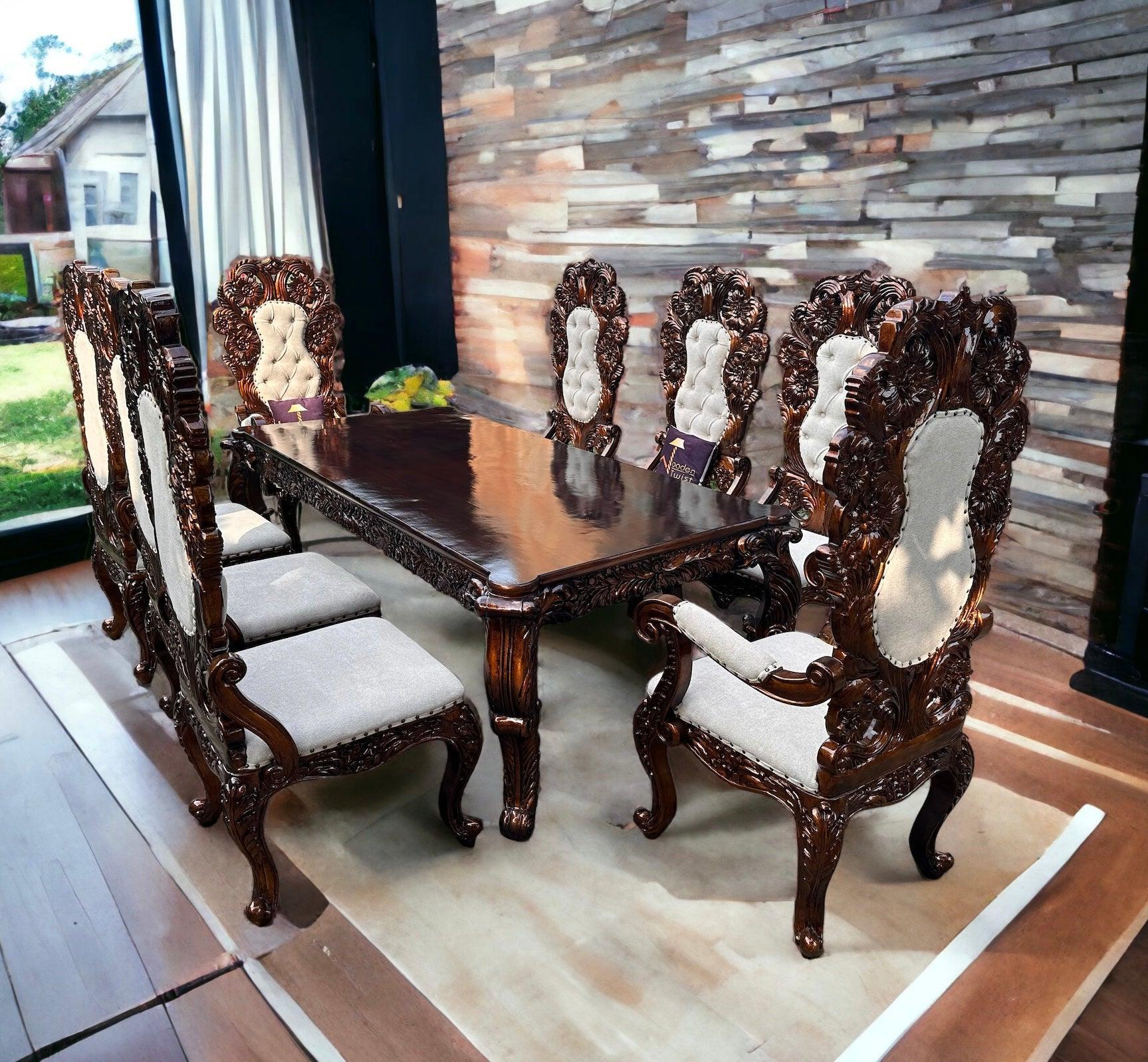 Buy Wooden Twist Majestic Royal Look Hand Carved Teak Wood 8 Seater ...