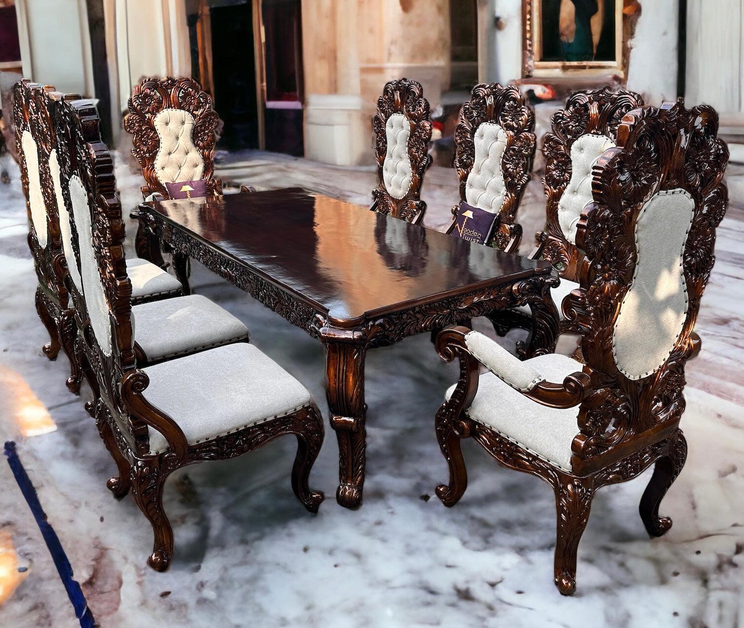 Buy Wooden Twist Majestic Royal Look Hand Carved Teak Wood 8 Seater ...