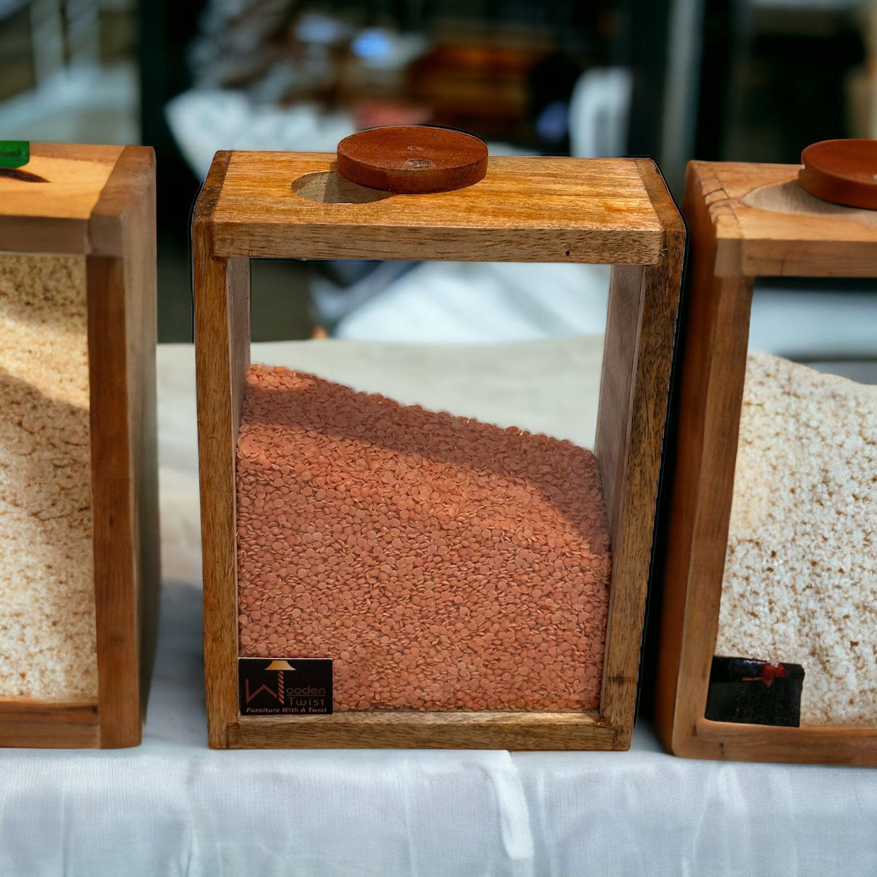 Wooden Twist Pantry Storage Container Wooden Storage Jars Cereal and Pasta Storage Containers for Pantry - WoodenTwist