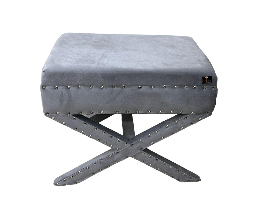 Wooden Twist Steezy Rectangle Solid Wood Ottoman Stool ( Grey )