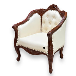 Wooden Handmade Italian Baroque Style Champagne Sofa Set 3+1+1 (Teak Wood) - WoodenTwist