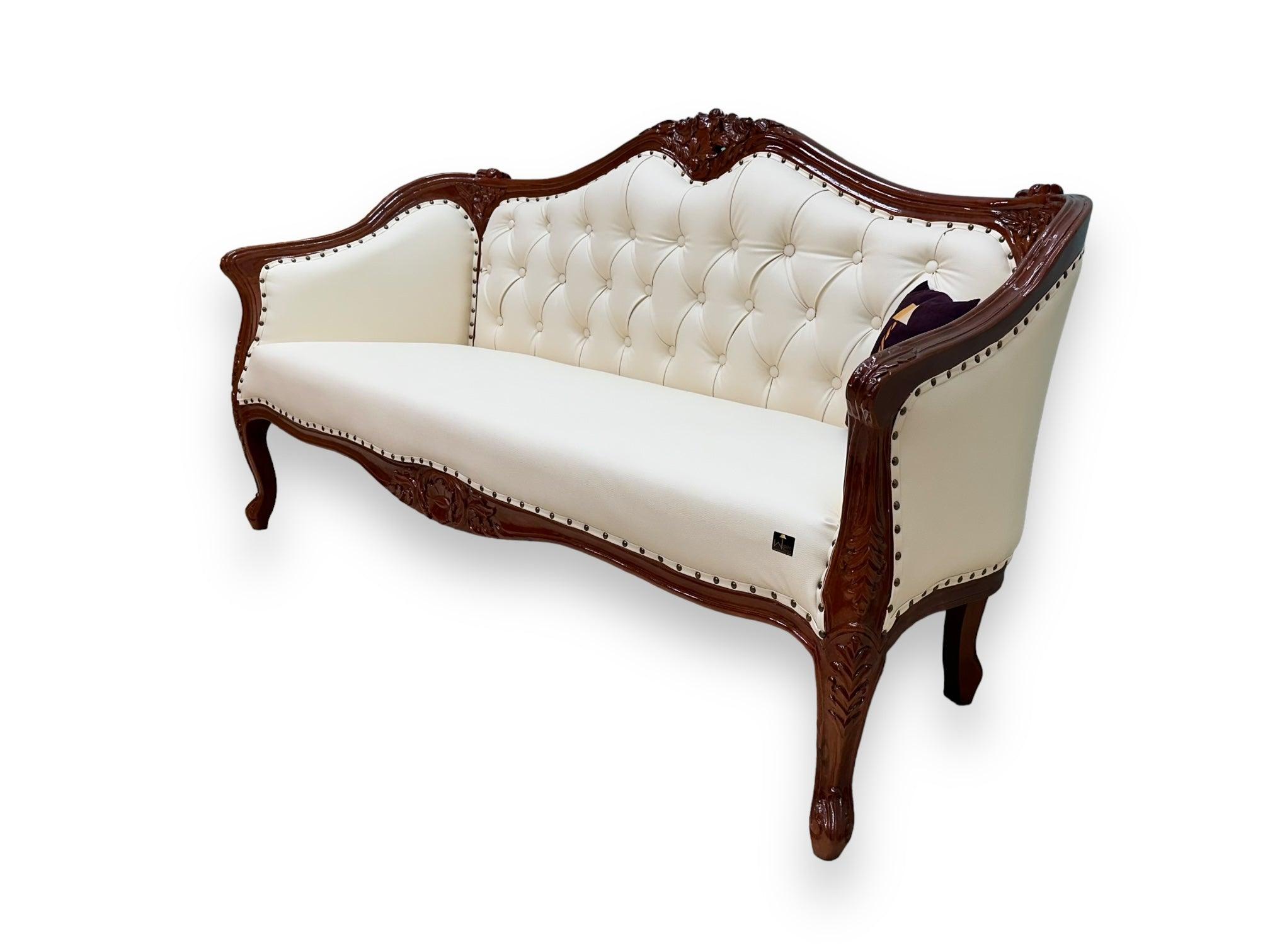 Wooden Handmade Italian Baroque Style Champagne Sofa Set 3+1+1 (Teak Wood) - WoodenTwist