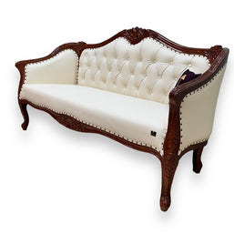 Wooden Handmade Italian Baroque Style Champagne Sofa Set 3+1+1 (Teak Wood) - WoodenTwist