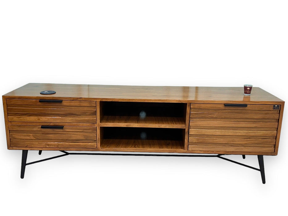 Wooden Twist Mirando Solid Teak Wood TV Unit Cabinet for Living Room - WoodenTwist